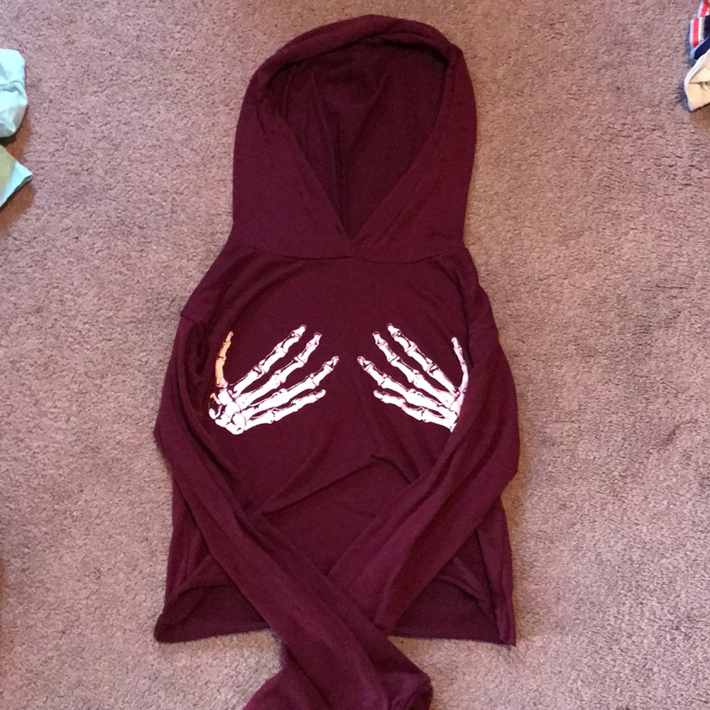 Skeleton Hand Cropped Hoodie